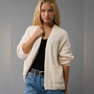 American Eagle NWT Open Front Cardigan Sz L color cream